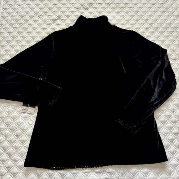NWT Simply Vera Vera Wang Velour Sequin Mock Neck Pullover Blouse Black Sz XL - Picture 11 of 12